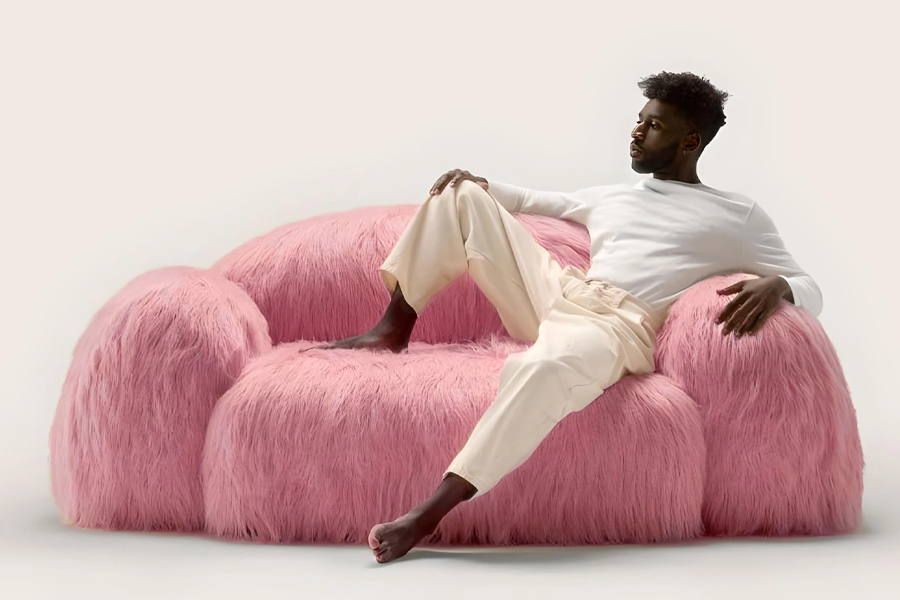 pink loveseat sofa